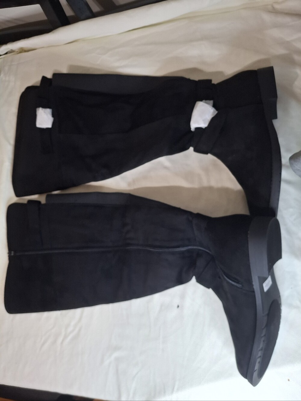 Torrid Black Faux Suede Knee High Riding Boots Buckle Wide Width Size 8.5WW
